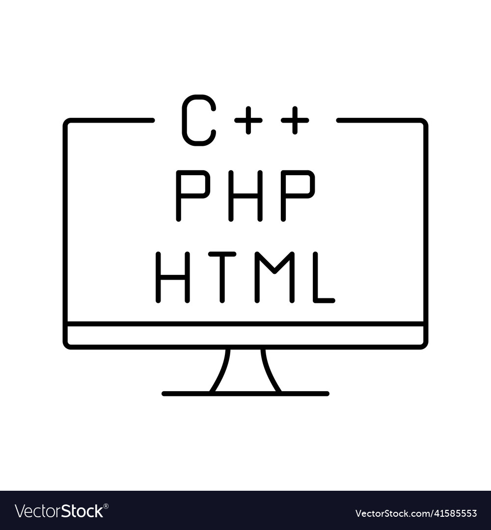 Coding on different program languages line icon vector image Coding on different program languages line icon