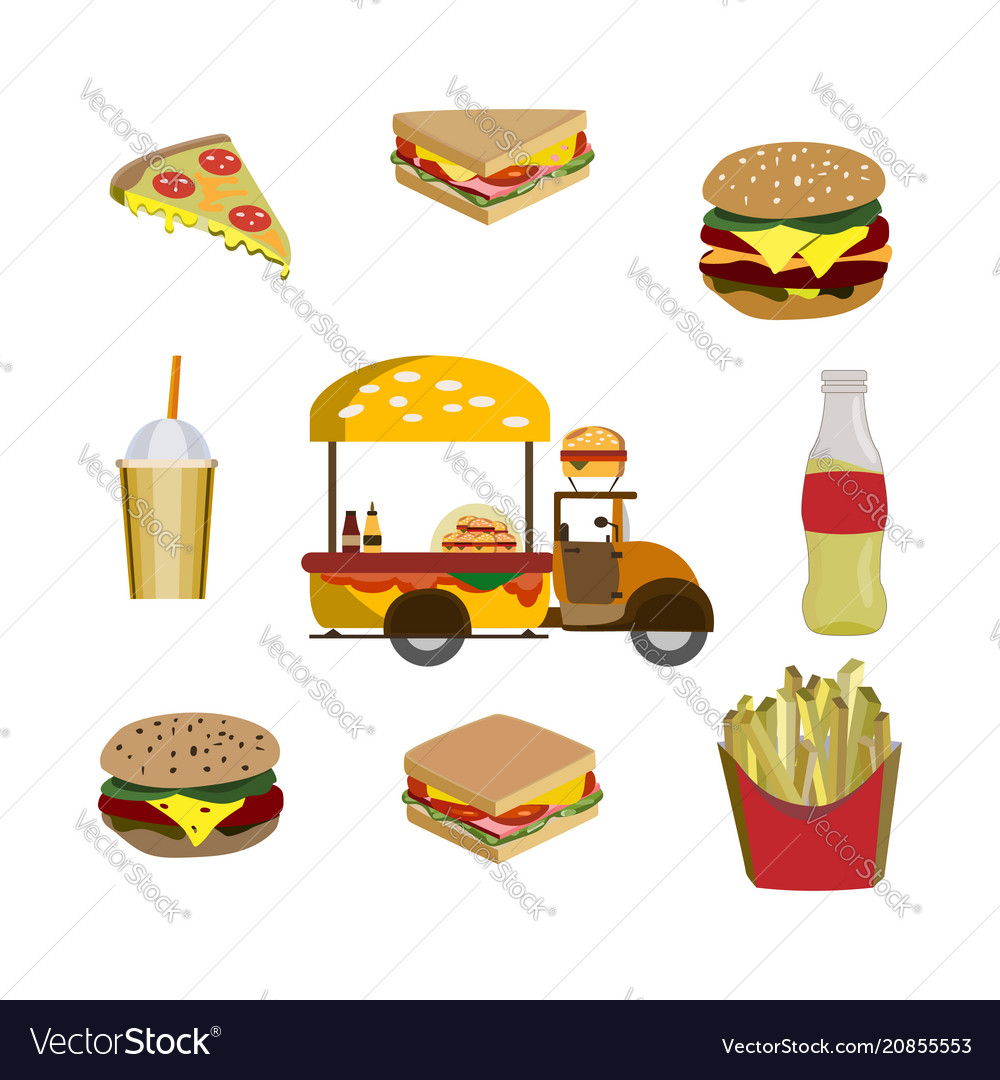 Concept on street food pattern with fastfood