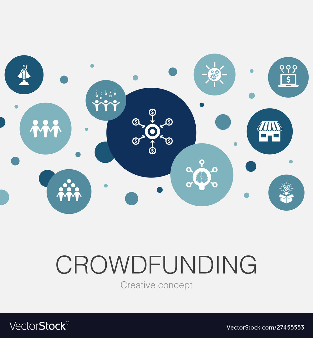 Crowdfunding trendy Kreis Vorlage mit einfachem vector image Crowdfunding trendy Kreis Vorlage mit einfachem