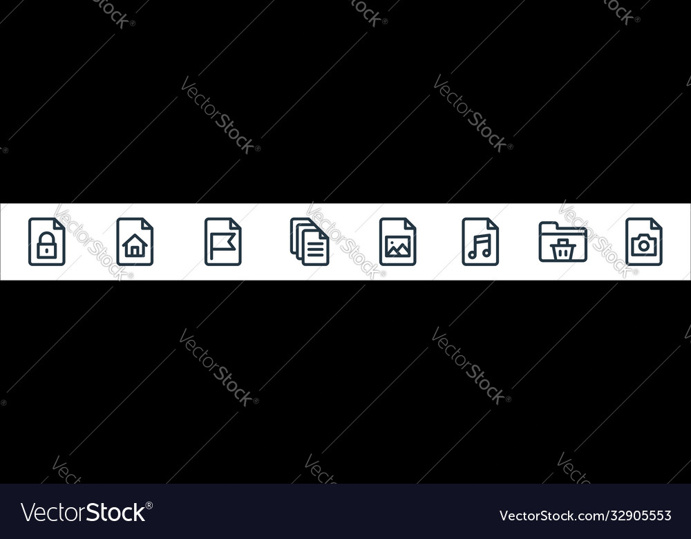 Document and files line icons linear set quality vector image Document and files line icons linear set quality