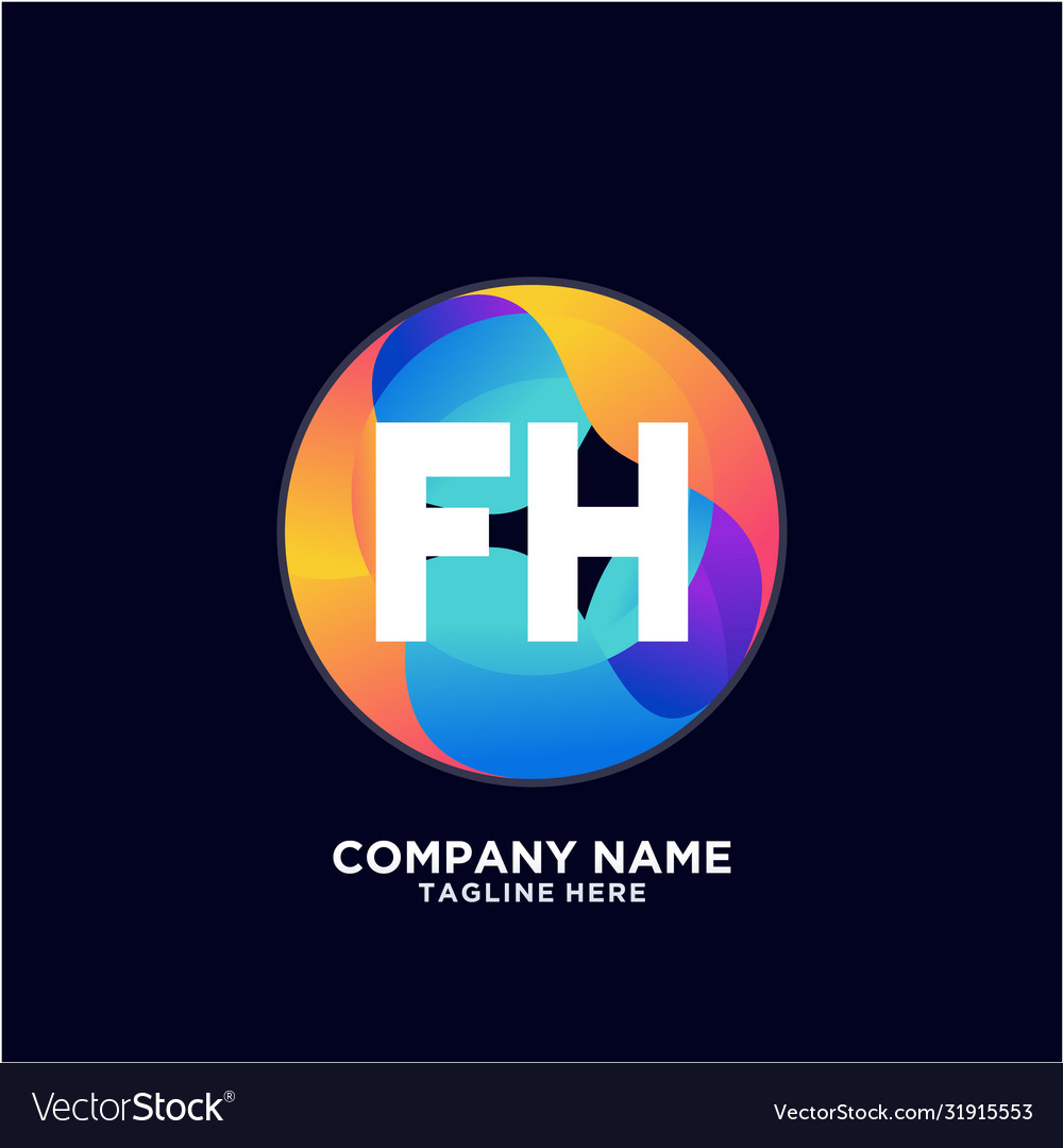 Fh initial logo with colorful circle template Vector Image