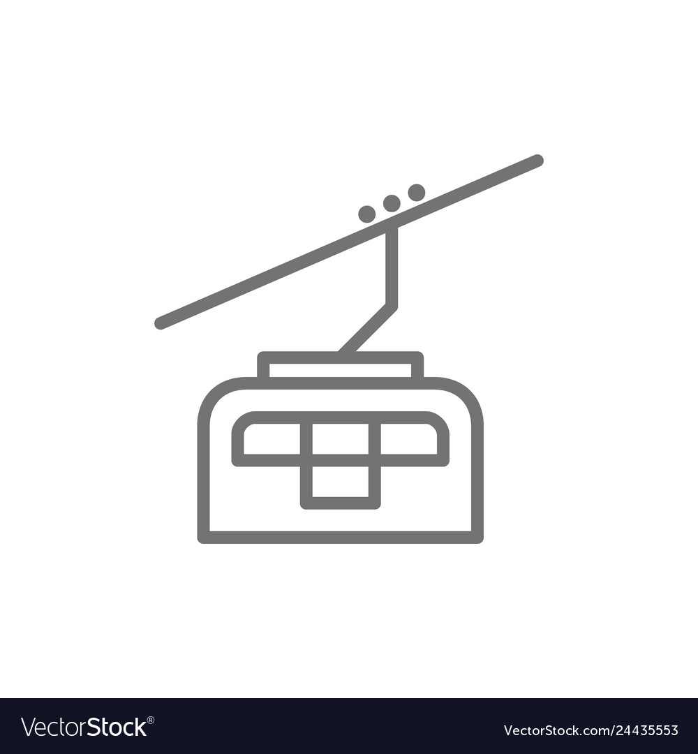 Funicular ski cable lift line icon