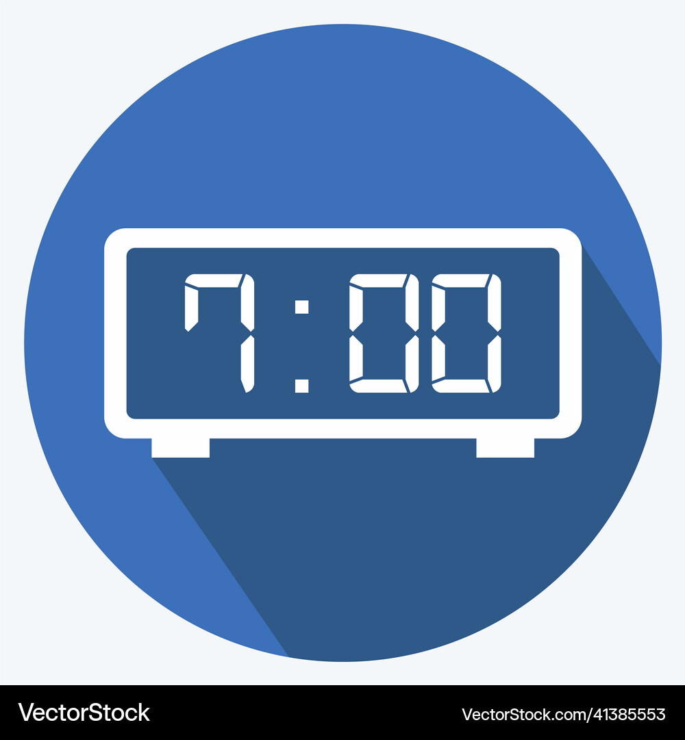 Icon digital clock - long shadow style - simple Vector Image