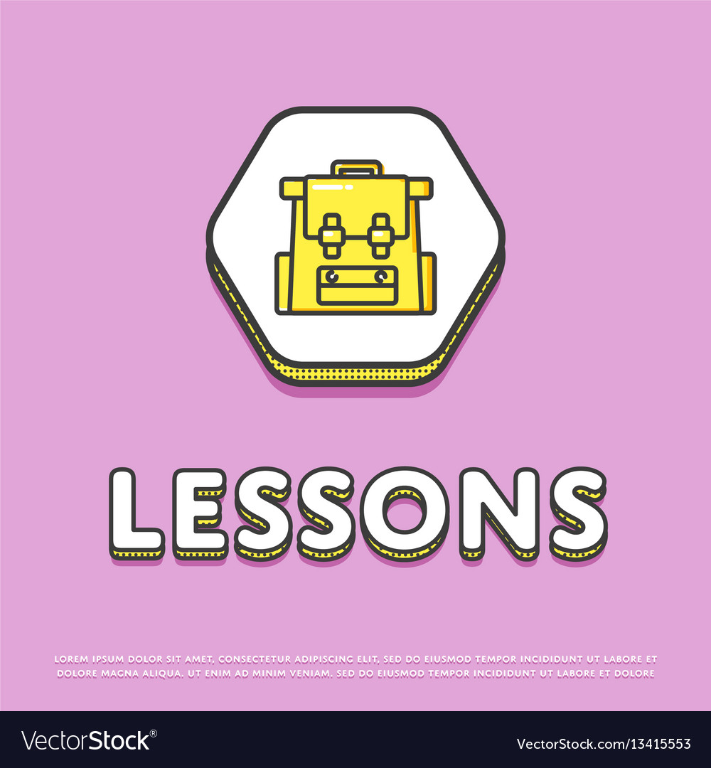 Lessons colour icon with school backpack