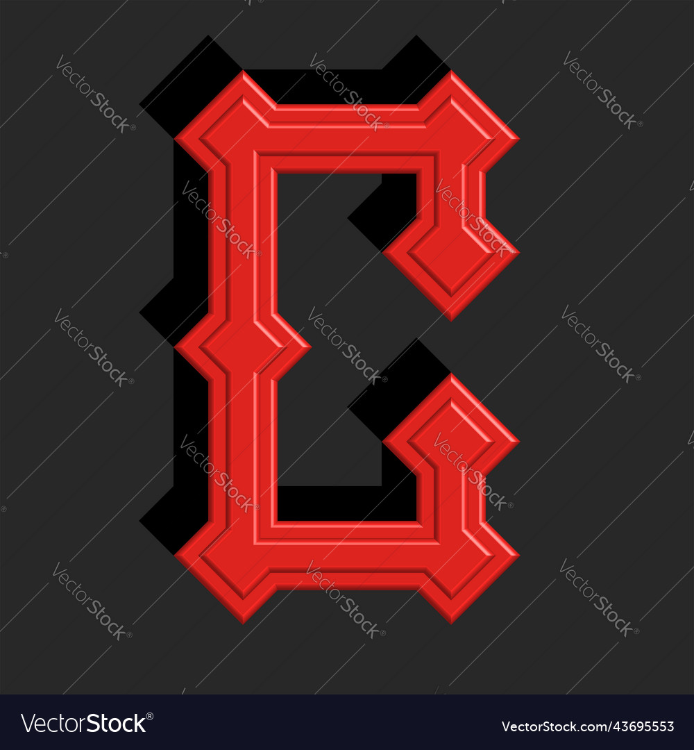 Letter c logo 3d gothic monogram initial red vector image Letter c logo 3d gothic monogram initial red