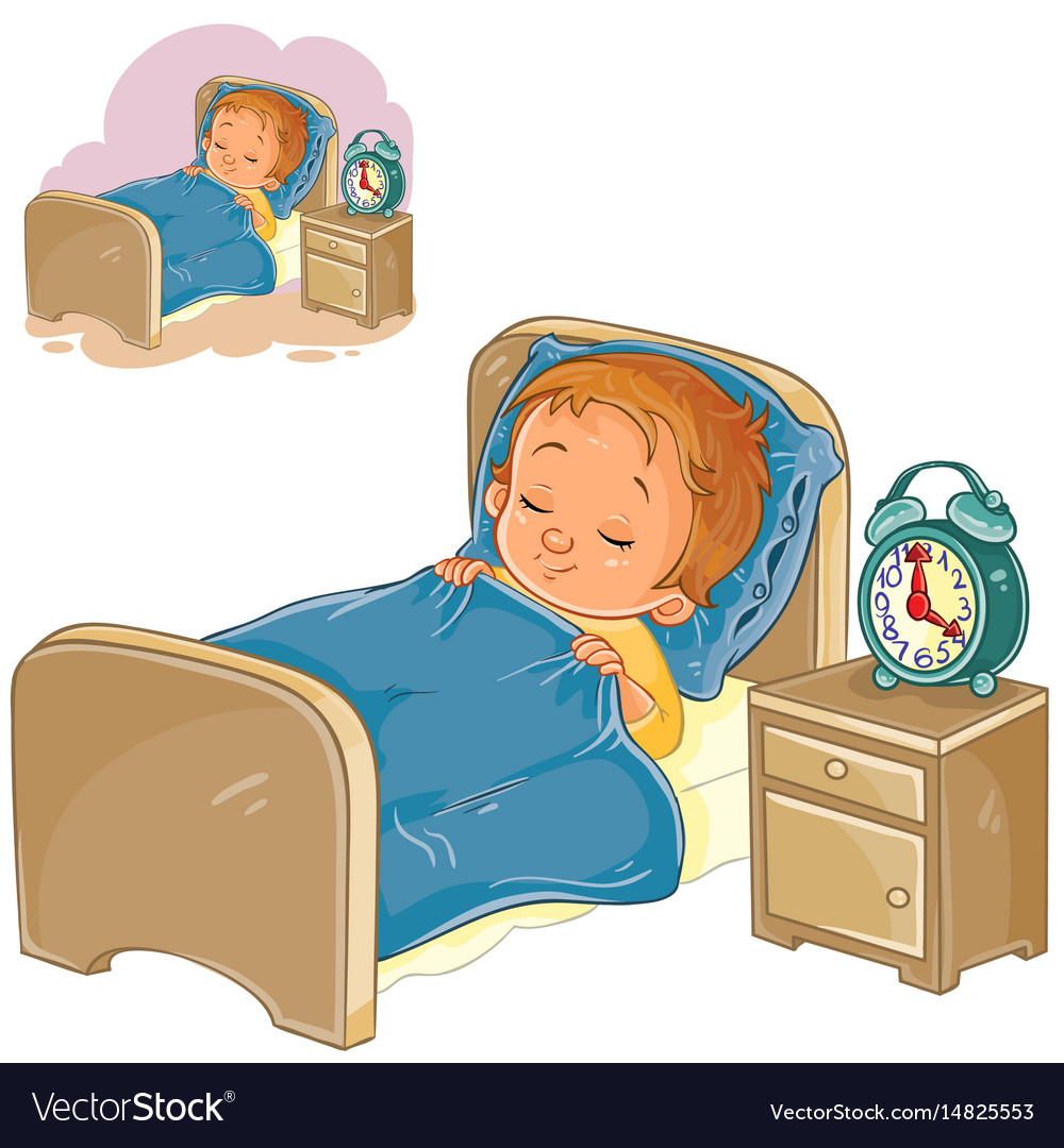 Little basleeping in his bed Royalty Free Vector Image