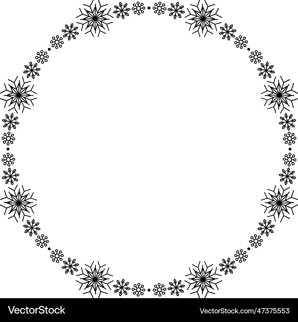 Snowflake circle frame winter round Royalty Free Vector