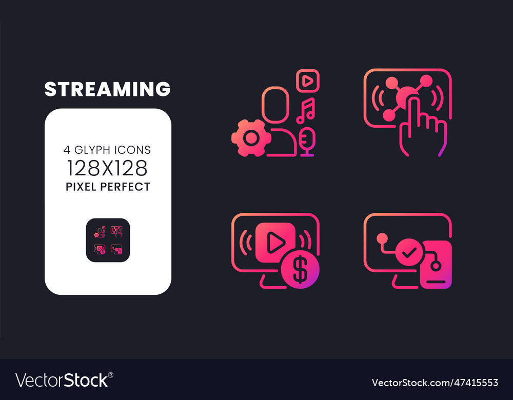 Streaming pink solid gradient desktop icons