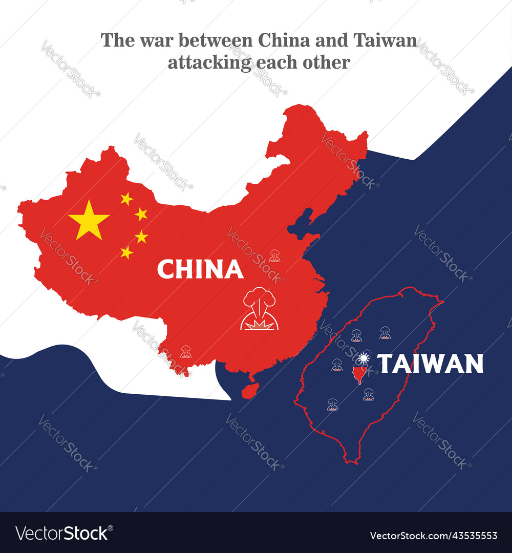 war-china-and-taiwan-between-china-and-taiwan-vector-image