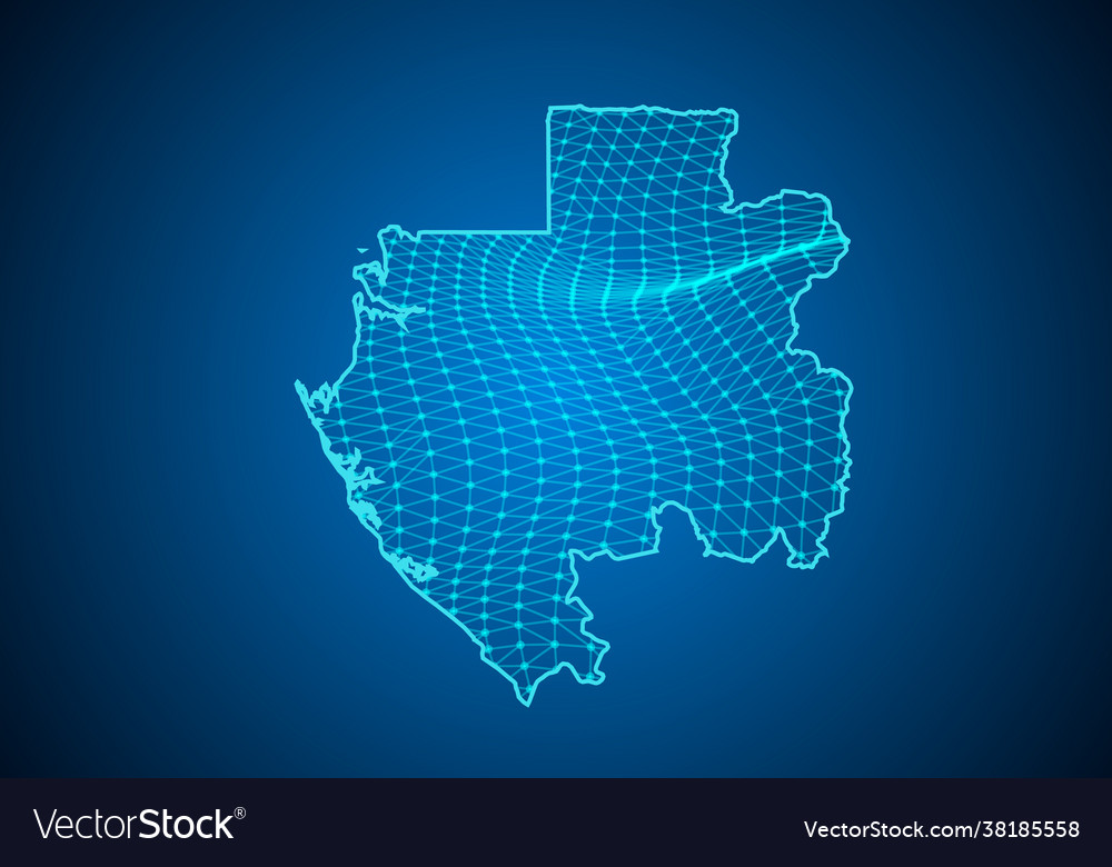Abstract digital map gabon with particles dots