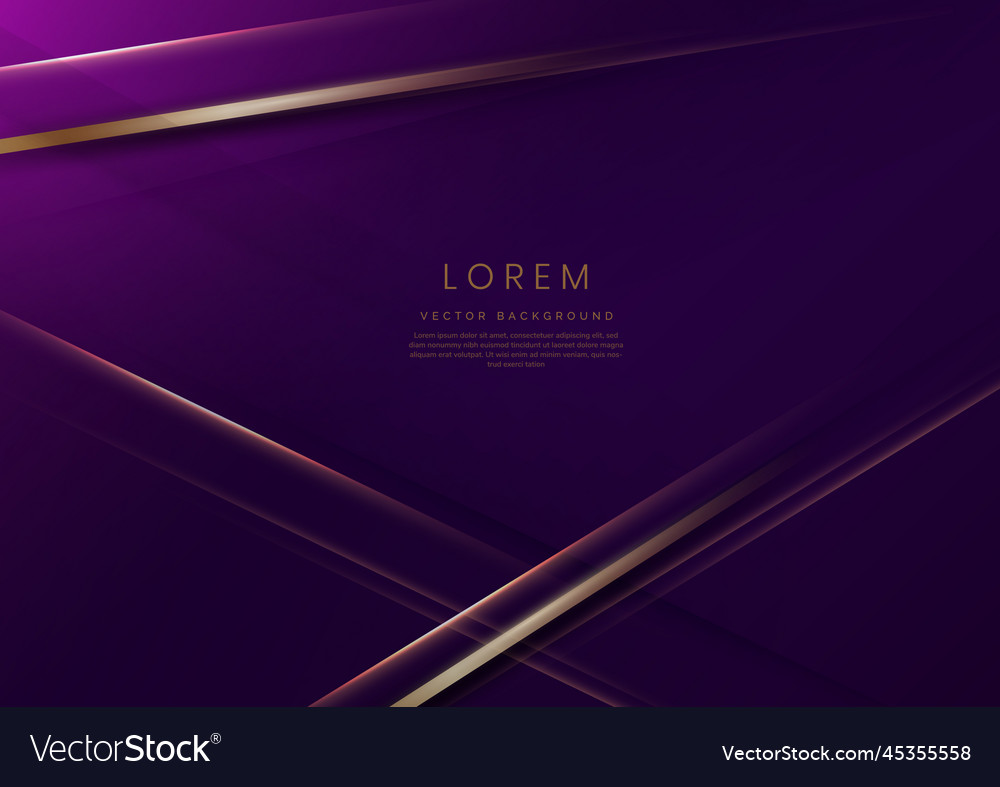 Abstract elegant gold lines diagonal on purple Vector Image