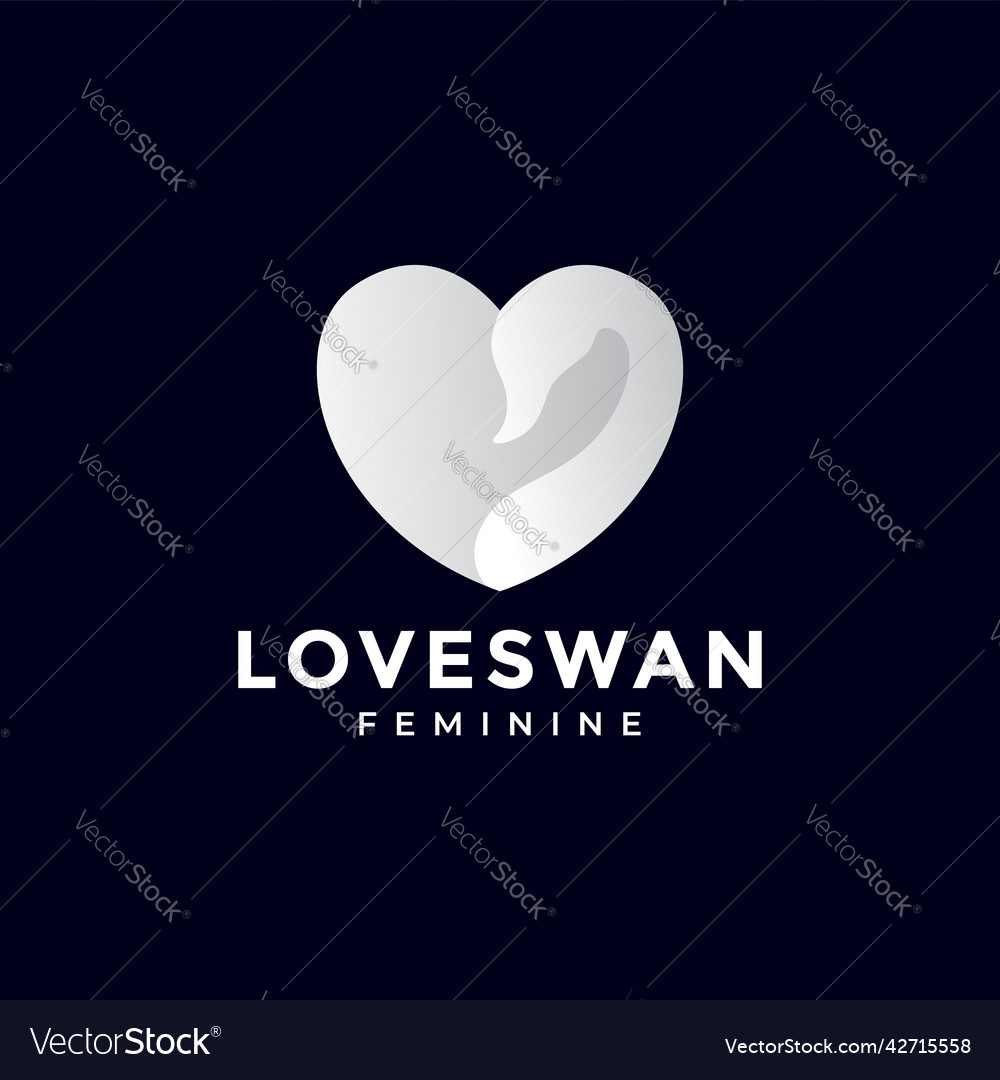 Abstract swan goose with love shape logo design