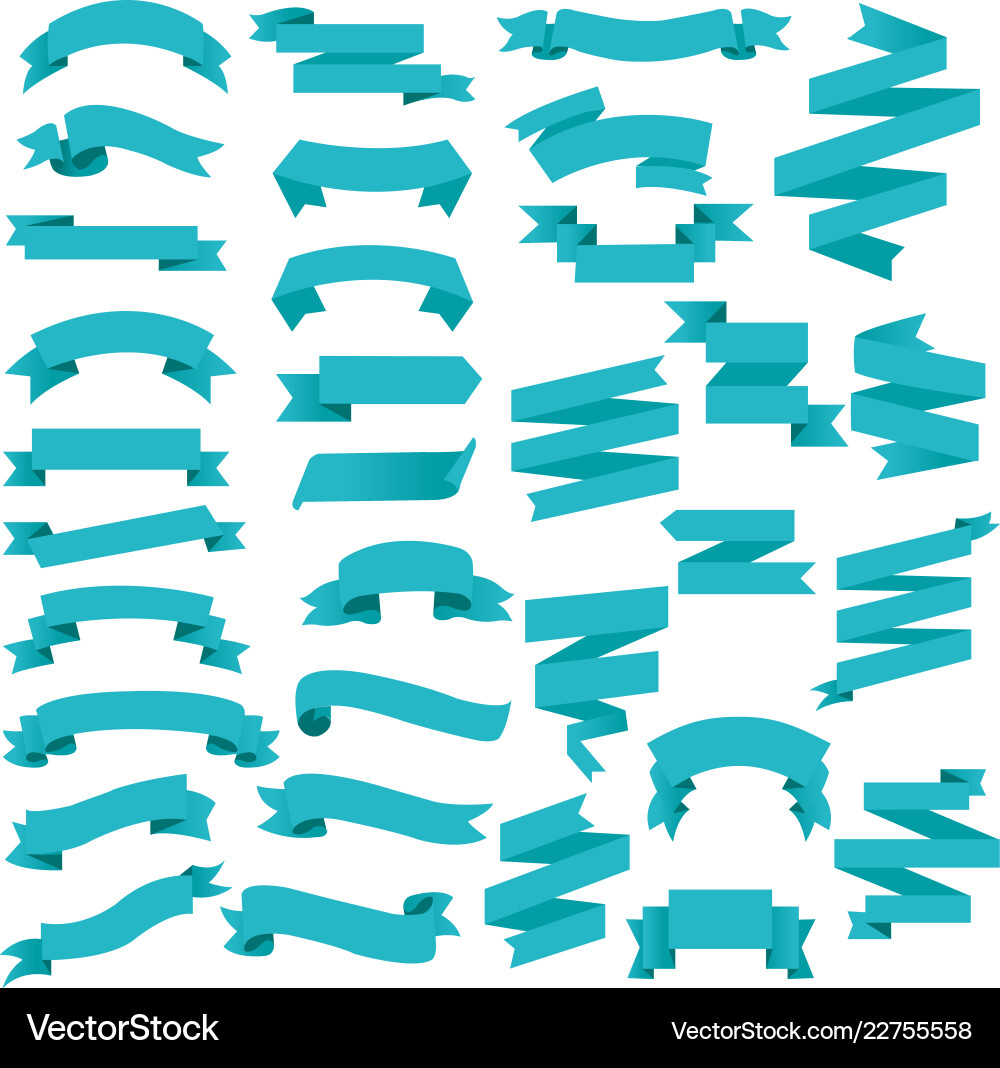 Blue web ribbon big set Royalty Free Vector Image