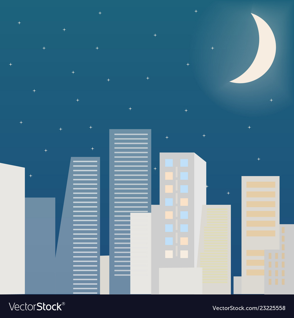 City scape at night flat Royalty Free Vector Image