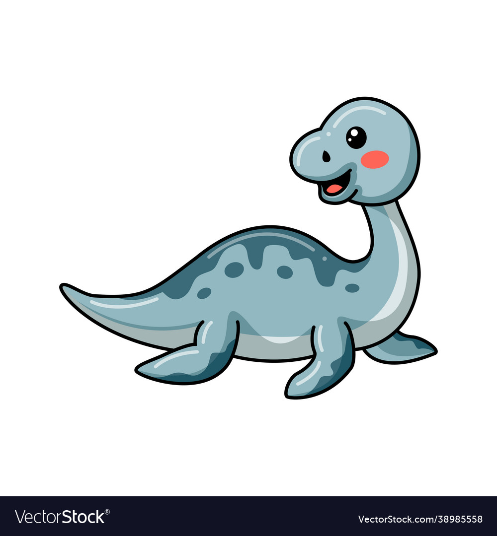 Cute little elasmosaurus dinosaur cartoon Vector Image