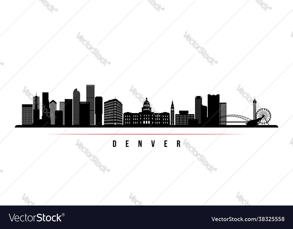 Denver skyline horizontal banner black and white Vector Image