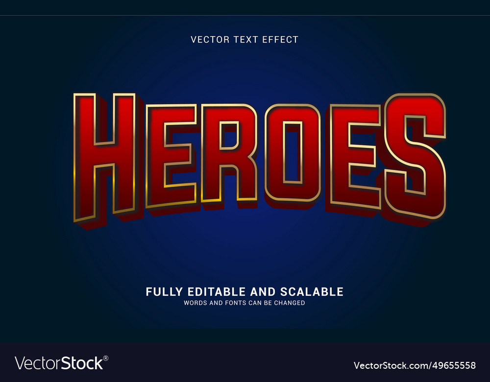 Editable text effect heroes style