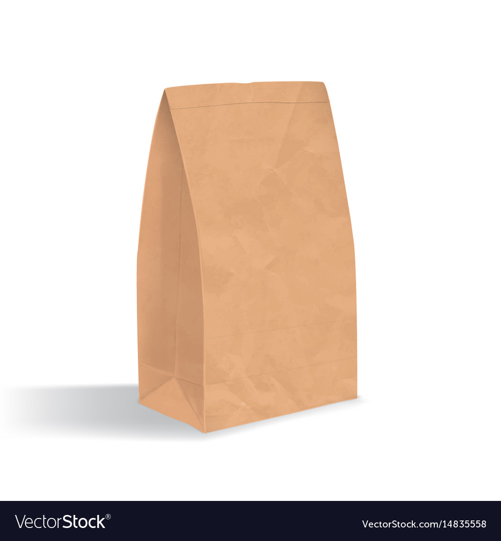 Empty brown paper bag realistic triangular kraft Vector Image
