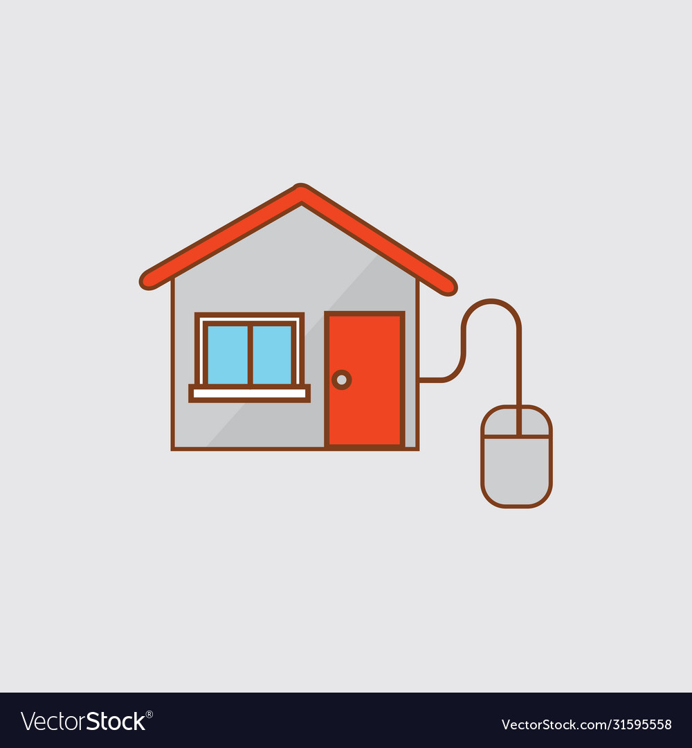Flat design house with a mouse for making computer vector image Flat design house with a mouse for making computer