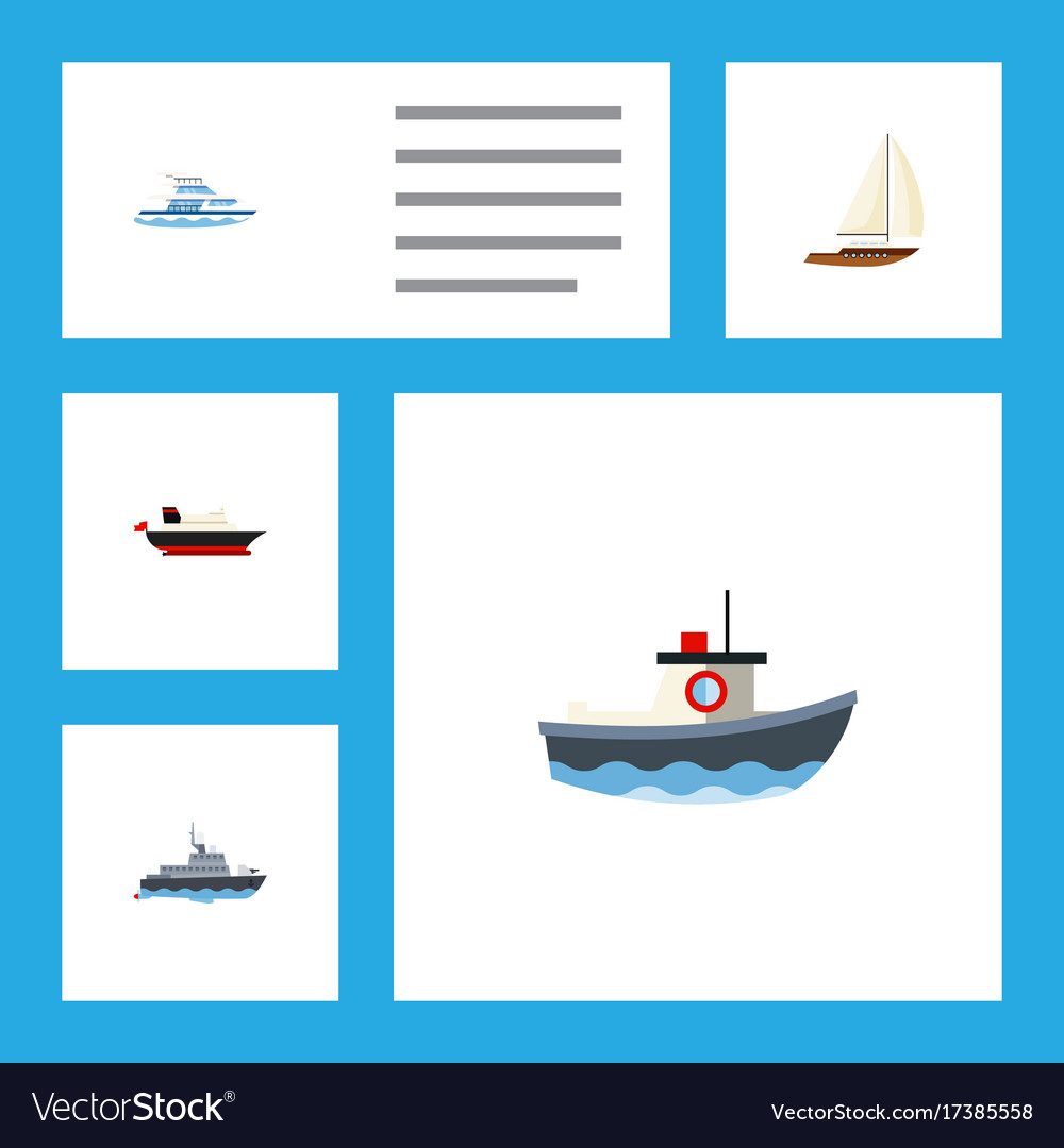 Flat icon vessel set of ship boat transport