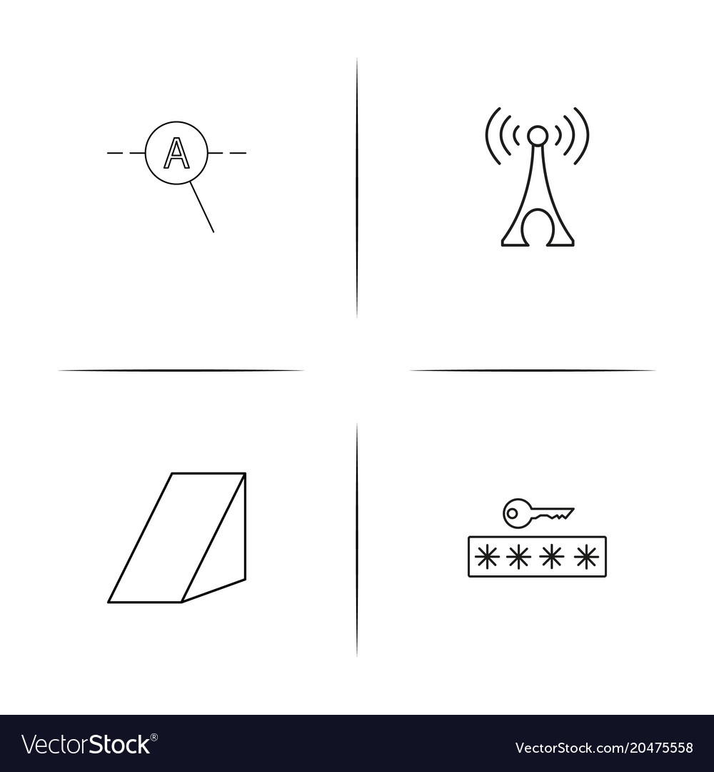 Internet security simple linear icons set