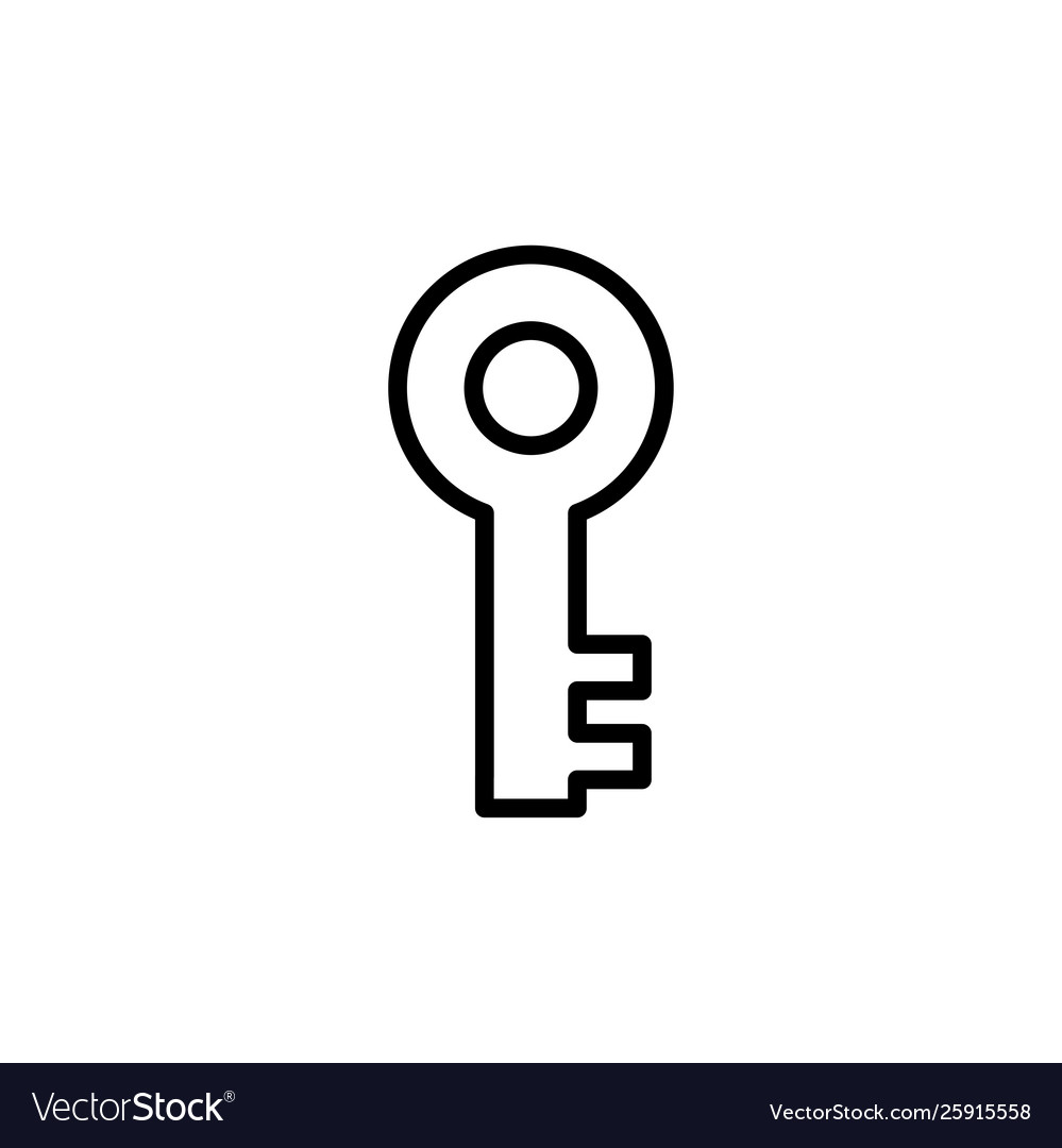 Key line icon in flat style for app ui websites vector image Key line icon in flat style for app ui websites