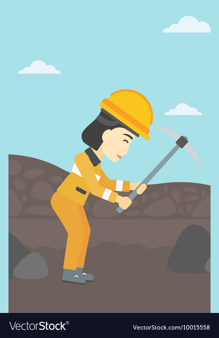Miner working with pickaxe