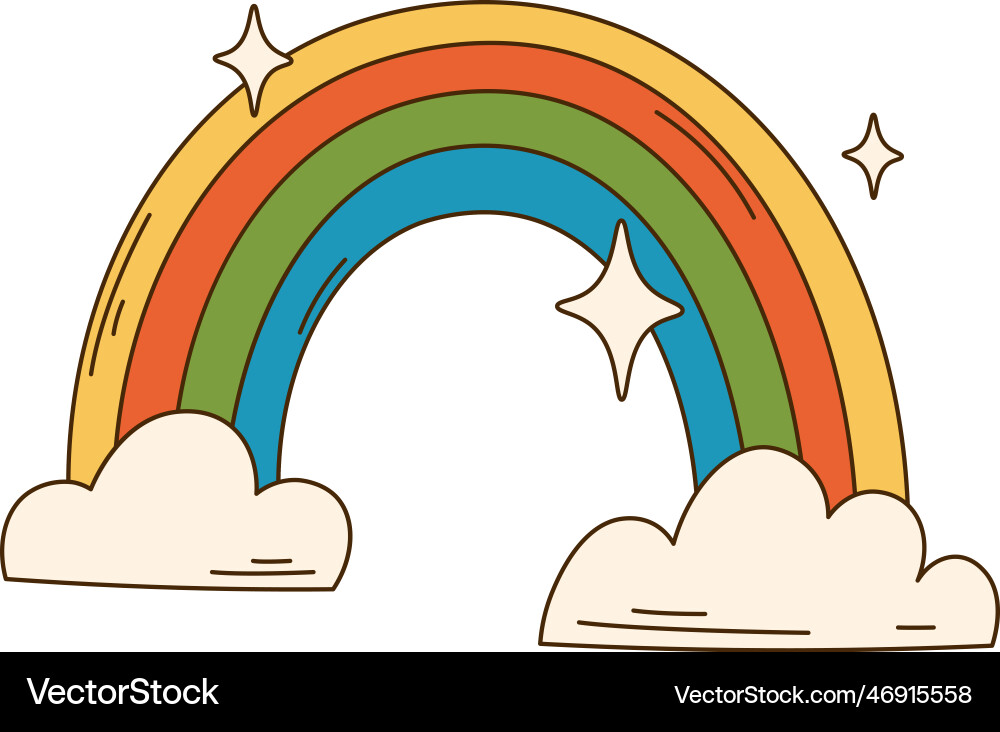 Rainbow with clouds Royalty Free Vector Image - VectorStock