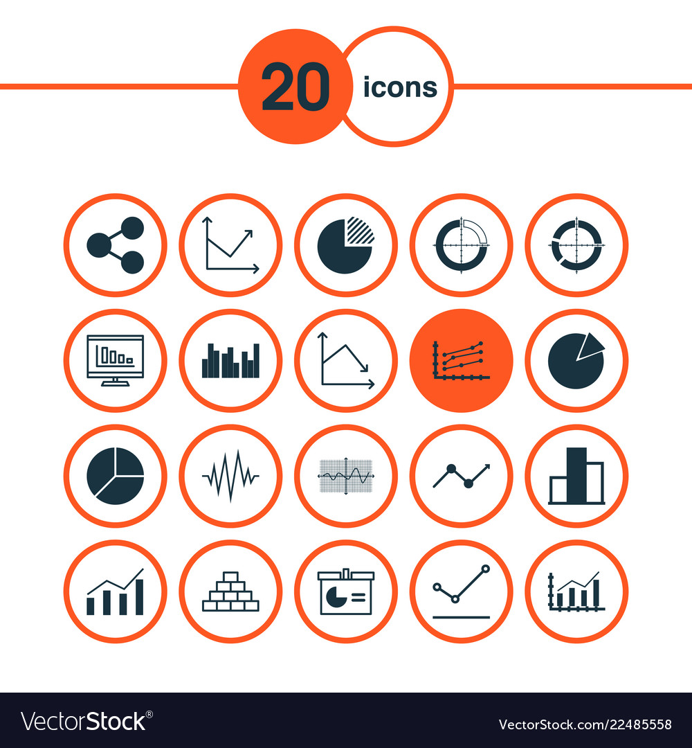 Set of graphs diagrams and statistics icons vector image Set of graphs diagrams and statistics icons