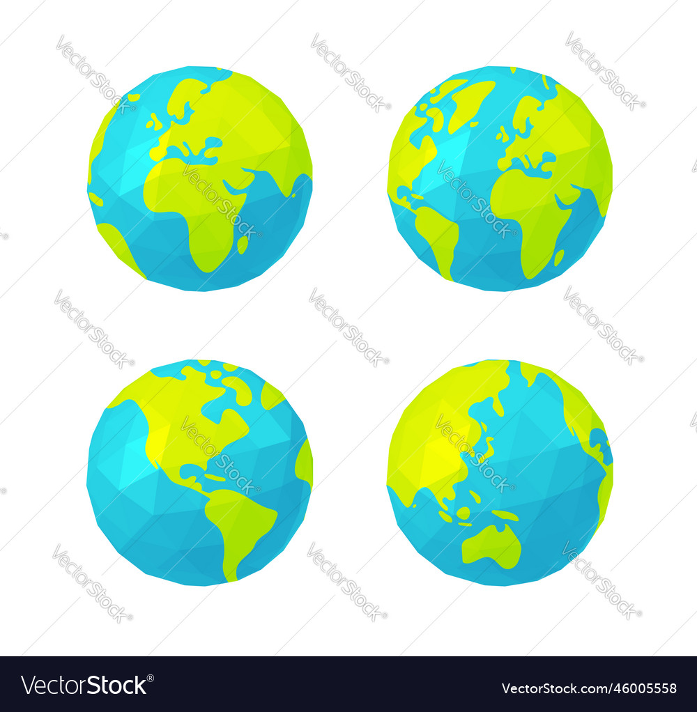 Set Of Polygonized Earth Globe Royalty Free Vector Image