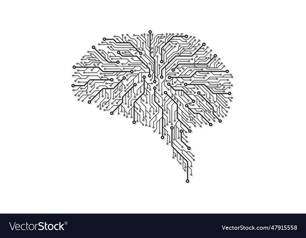 Technological brain abstract circuit board vector image Technological brain abstract circuit board
