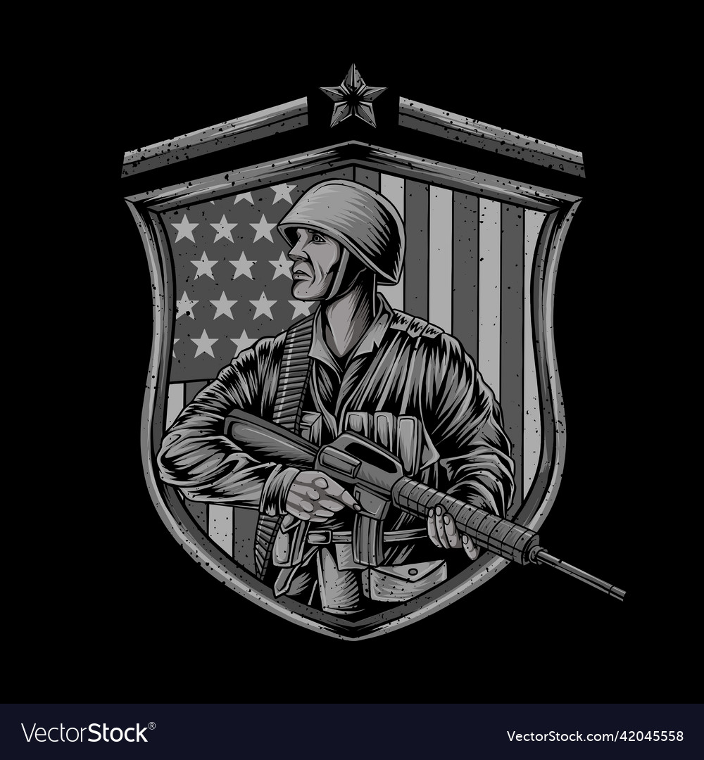 United states army black white veterans Royalty Free Vector