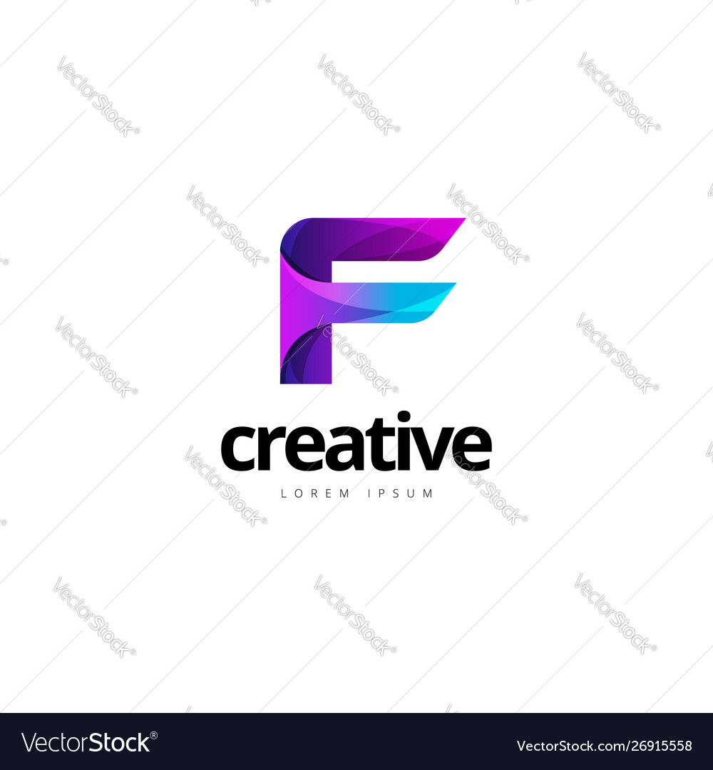 Vibrant trendy colorful creative letter f logo Vector Image