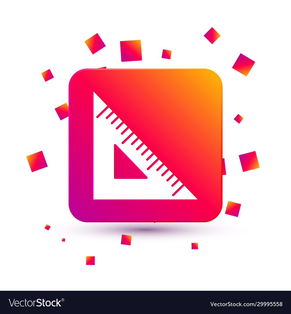 White triangular ruler icon isolated on vector image White triangular ruler icon isolated on