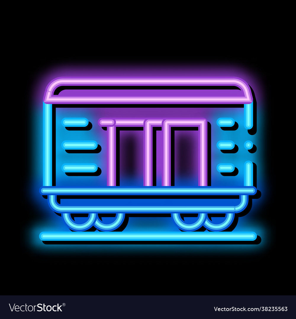 Freight wagon neon glow icon