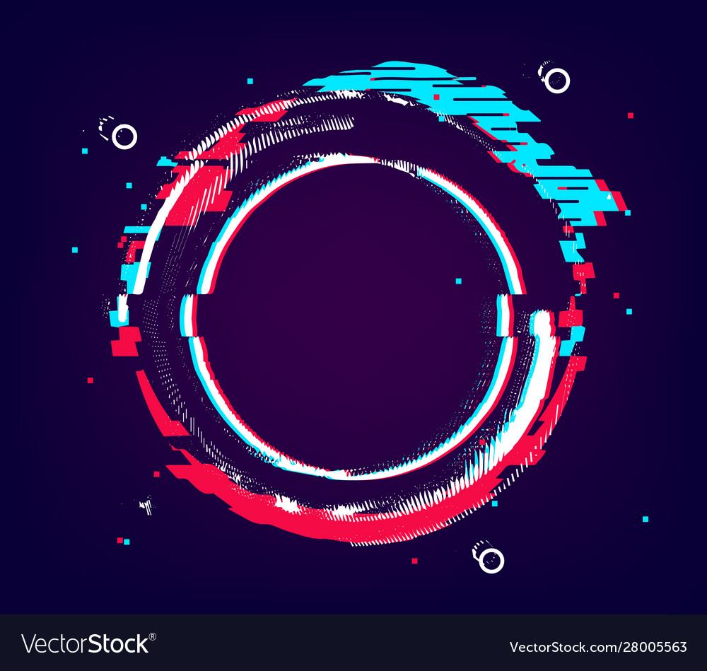 Illuminated Circle Glitch Effect Glitched Circle Stock Vector