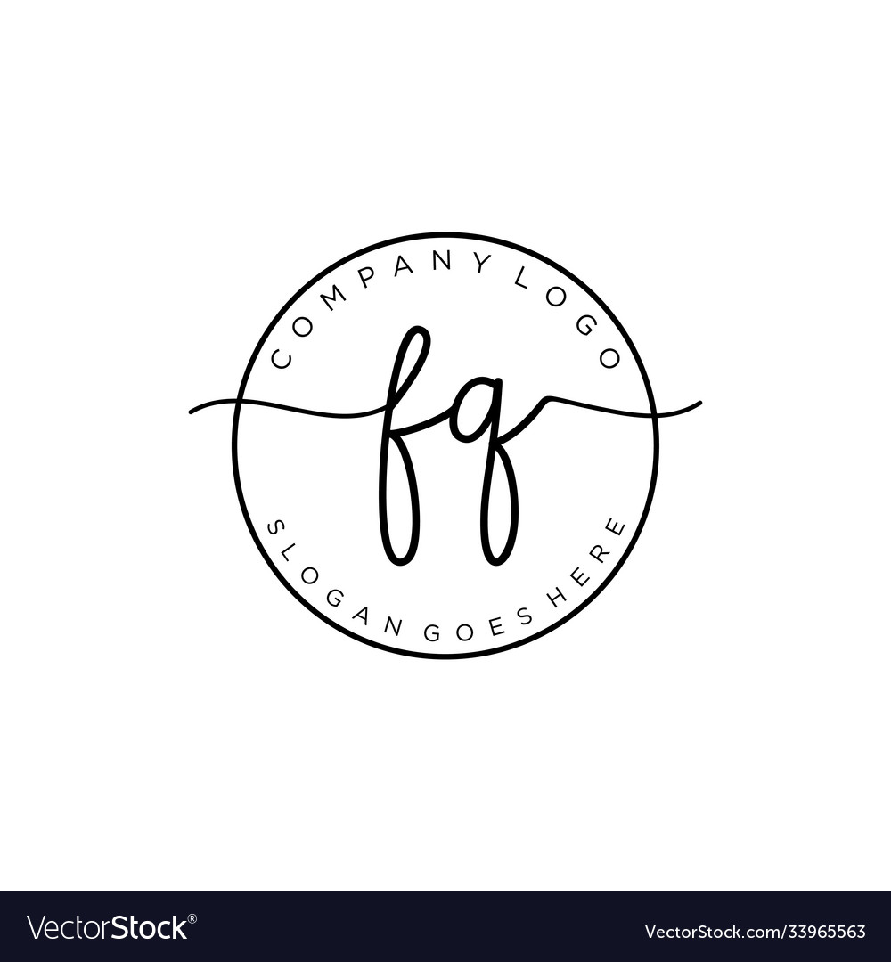 Initial fq handwriting logo with circle template