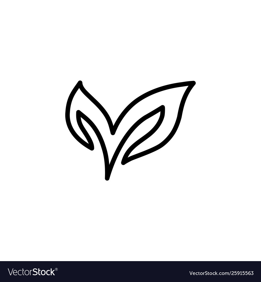 Leaf line icon in flat style for app ui websites vector image Leaf line icon in flat style for app ui websites