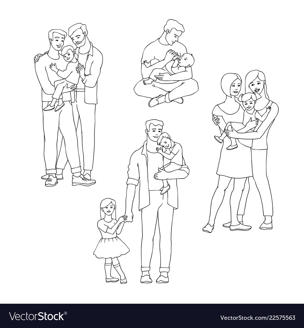 LGBTQ Familiengruppe - Diverse Paare & Kinder