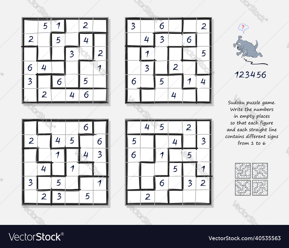 Logic sudoku puzzle game write the numbers vector image Logic sudoku puzzle game write the numbers