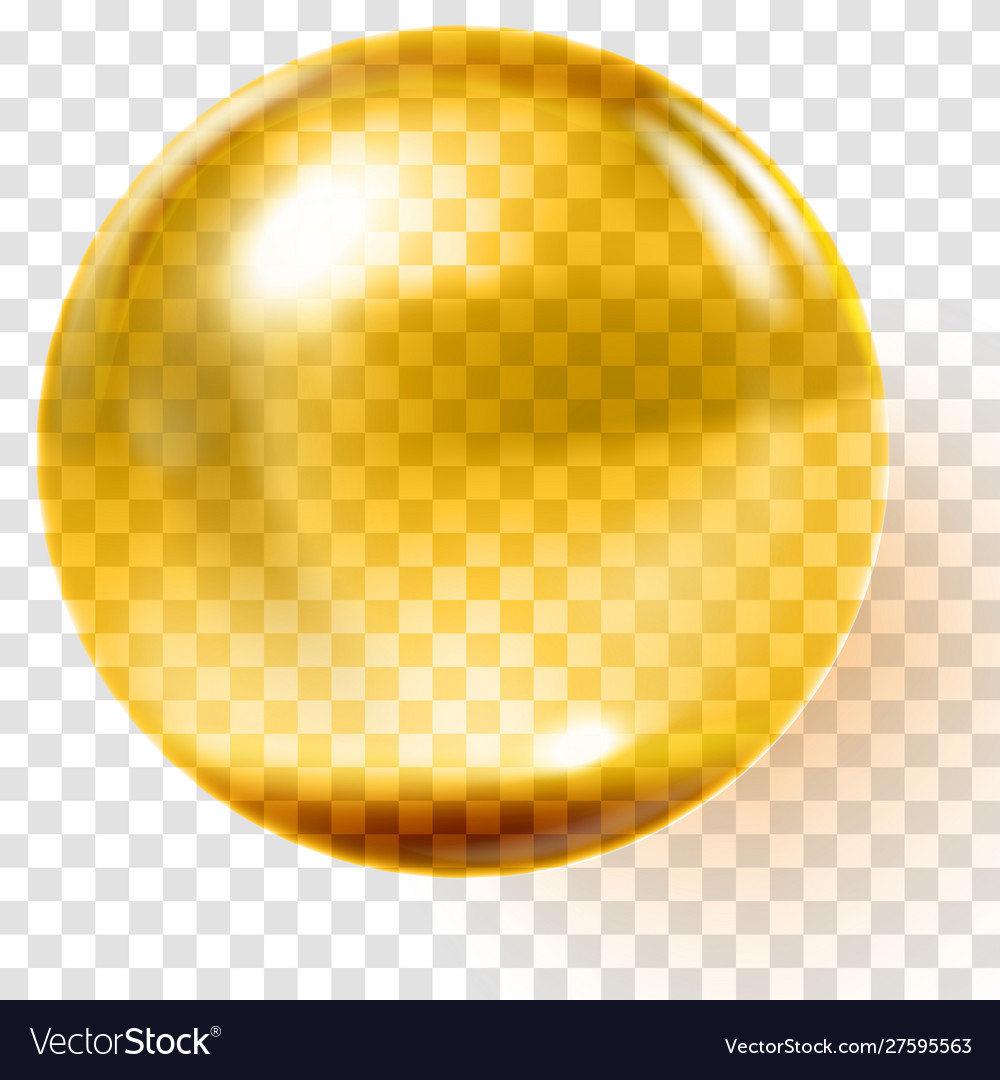 Realistic gold glass ball transparent golden Vector Image