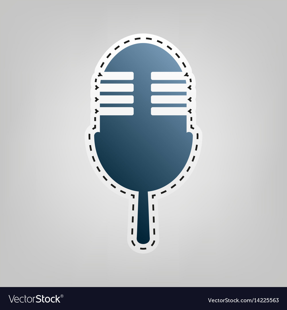 Retro microphone sign blue icon