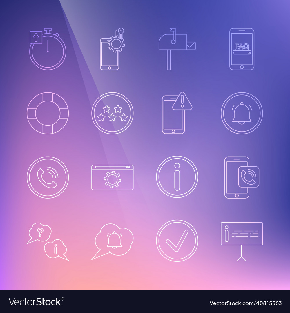 Set line information mobile phone call button vector image Set line information mobile phone call button