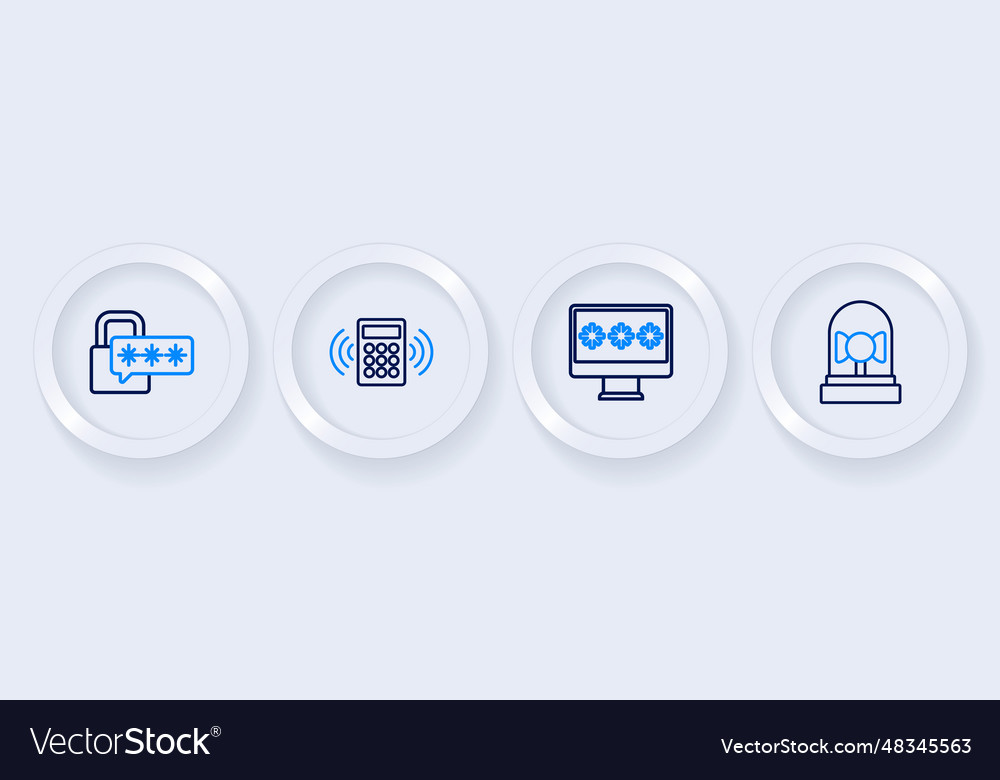 Set line ringing alarm bell monitor with password vector image Set line ringing alarm bell monitor with password