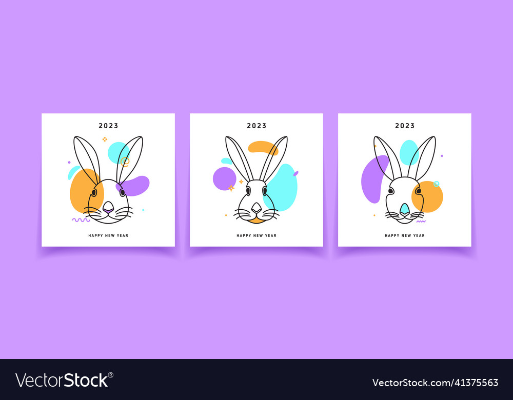 Set of 2023 new year cards vector image Set of 2023 new year cards