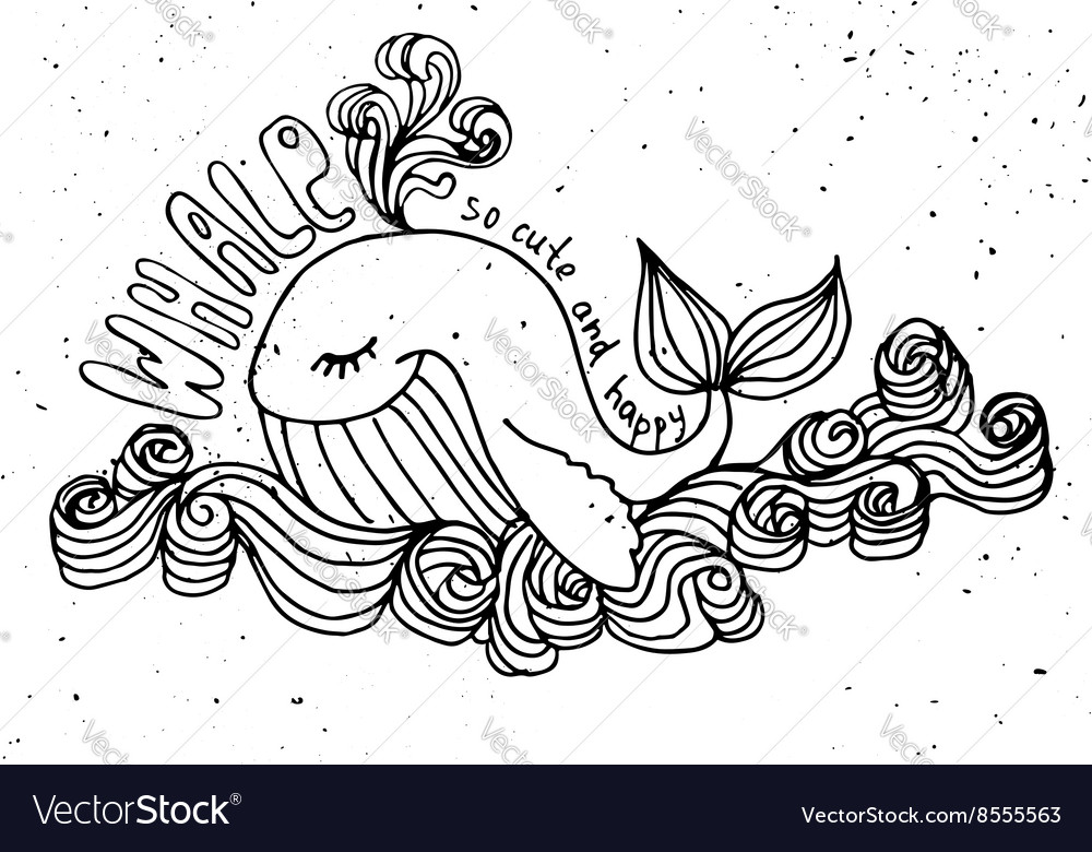 Whale cute cartoon isolated animals