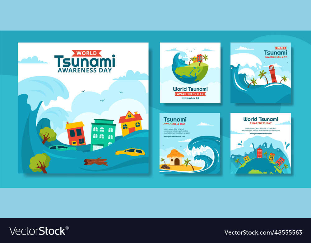 World tsunami awareness day social media post vector image World tsunami awareness day social media post