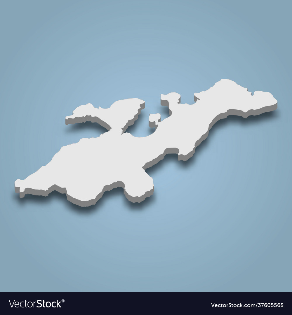 3d isometric map lembata is an island in Vector Image