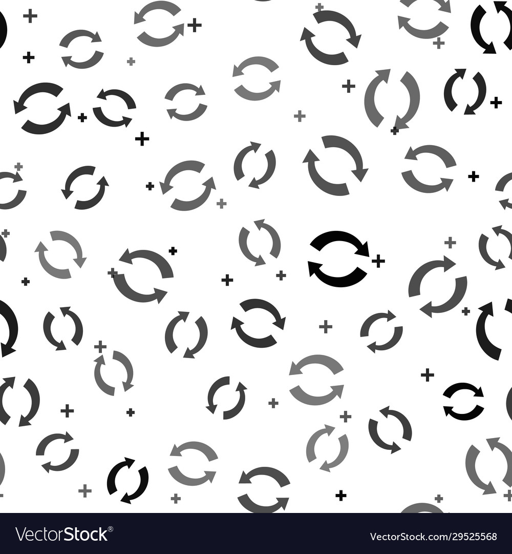 Black refresh icon isolated seamless pattern vector image Black refresh icon isolated seamless pattern