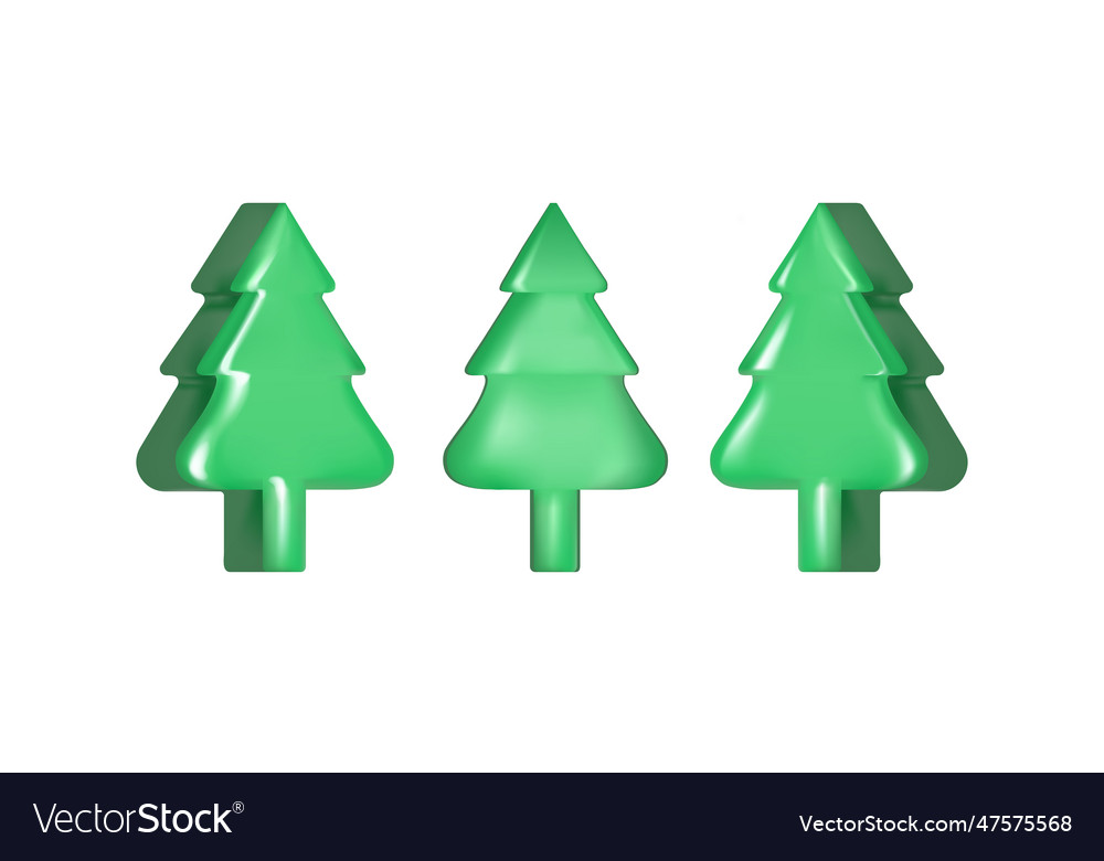 Christmas tree 3d in different view cute and toy